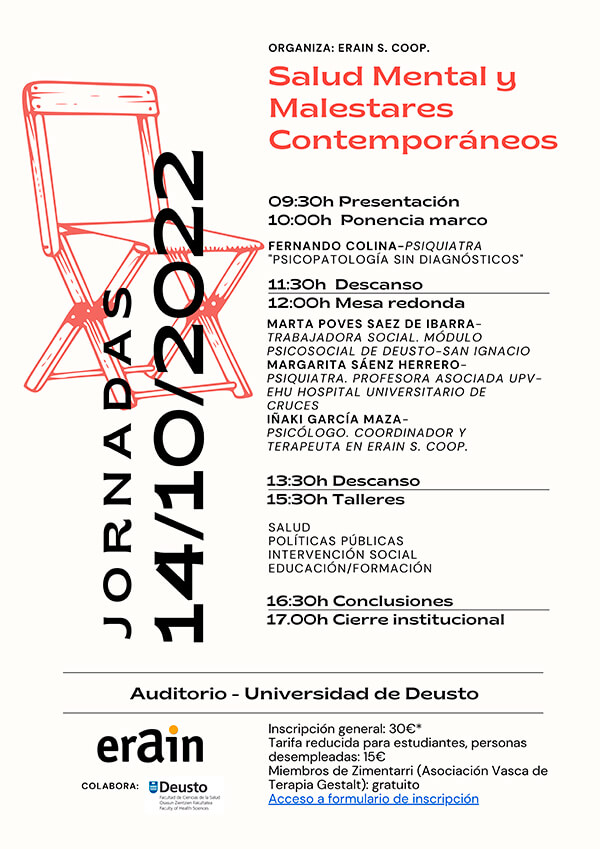 JORNADAS ERAIN "SALUD MENTAL Y MALESTARES CONTEMPORÁNEOS" 1